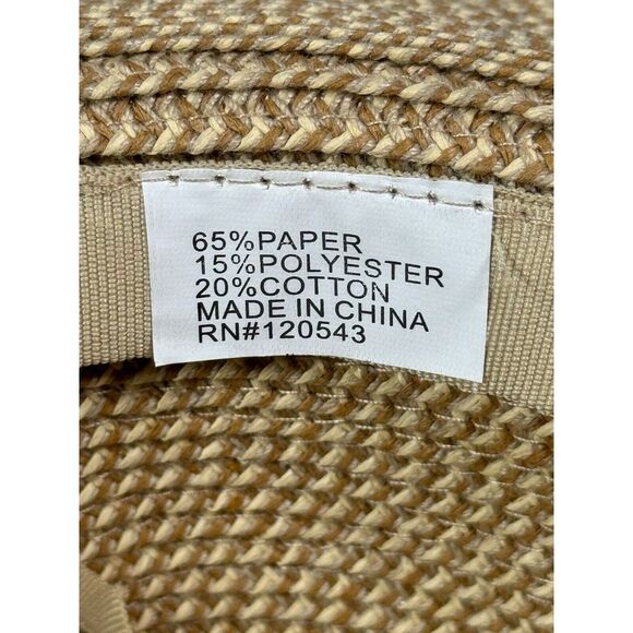 Panama Hat Straw Unisex OS Tan Black Band Fedora Sun Shade Beach Boho Preppy - Picture 7 of 7